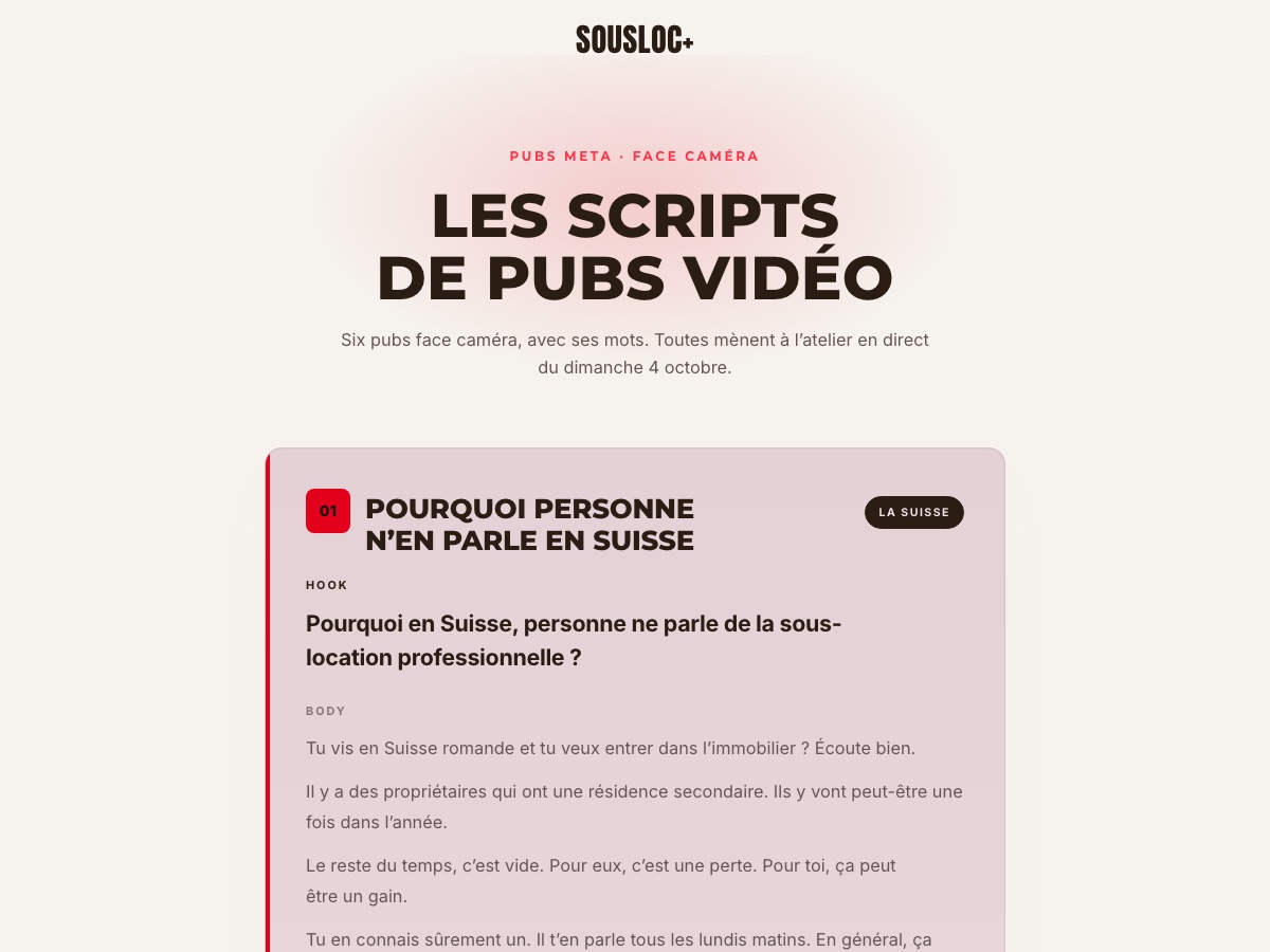 Aperçu des scripts de créas