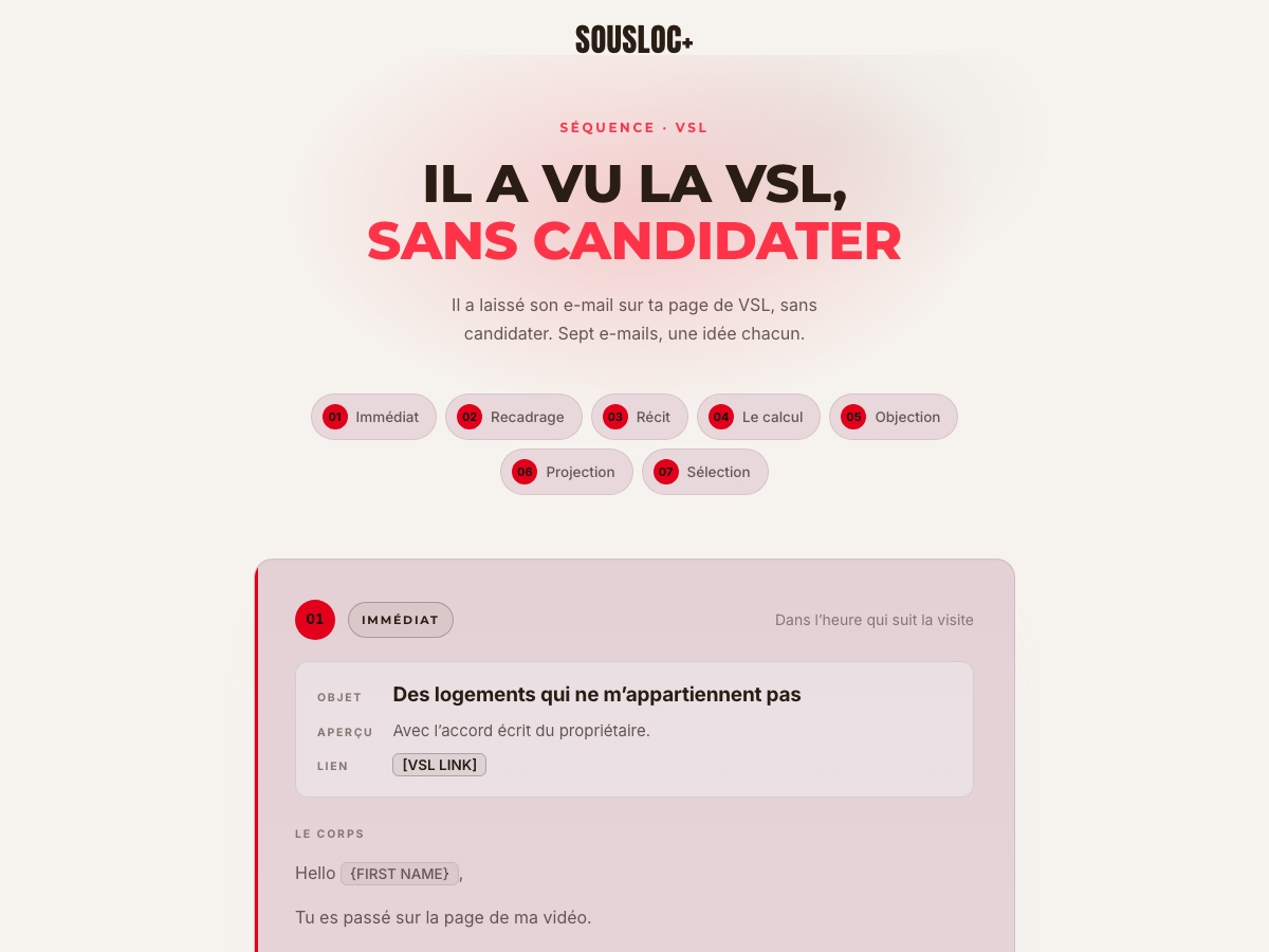 Aperçu de la séquence après la VSL