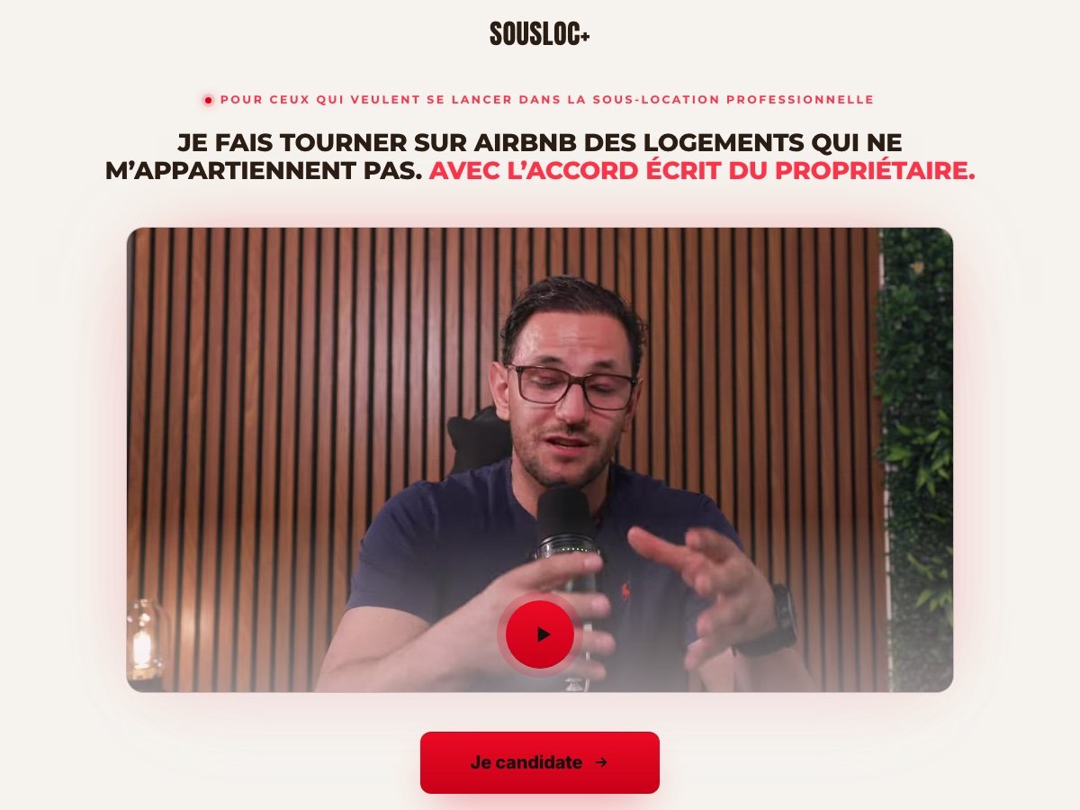 Aperçu de la page de la VSL